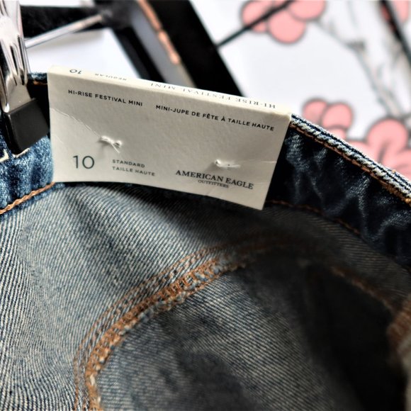 American Eagle Outfitters Blue High Rise Festival Mini Skirt Size 10 Regular NWT - Picture 3 of 13